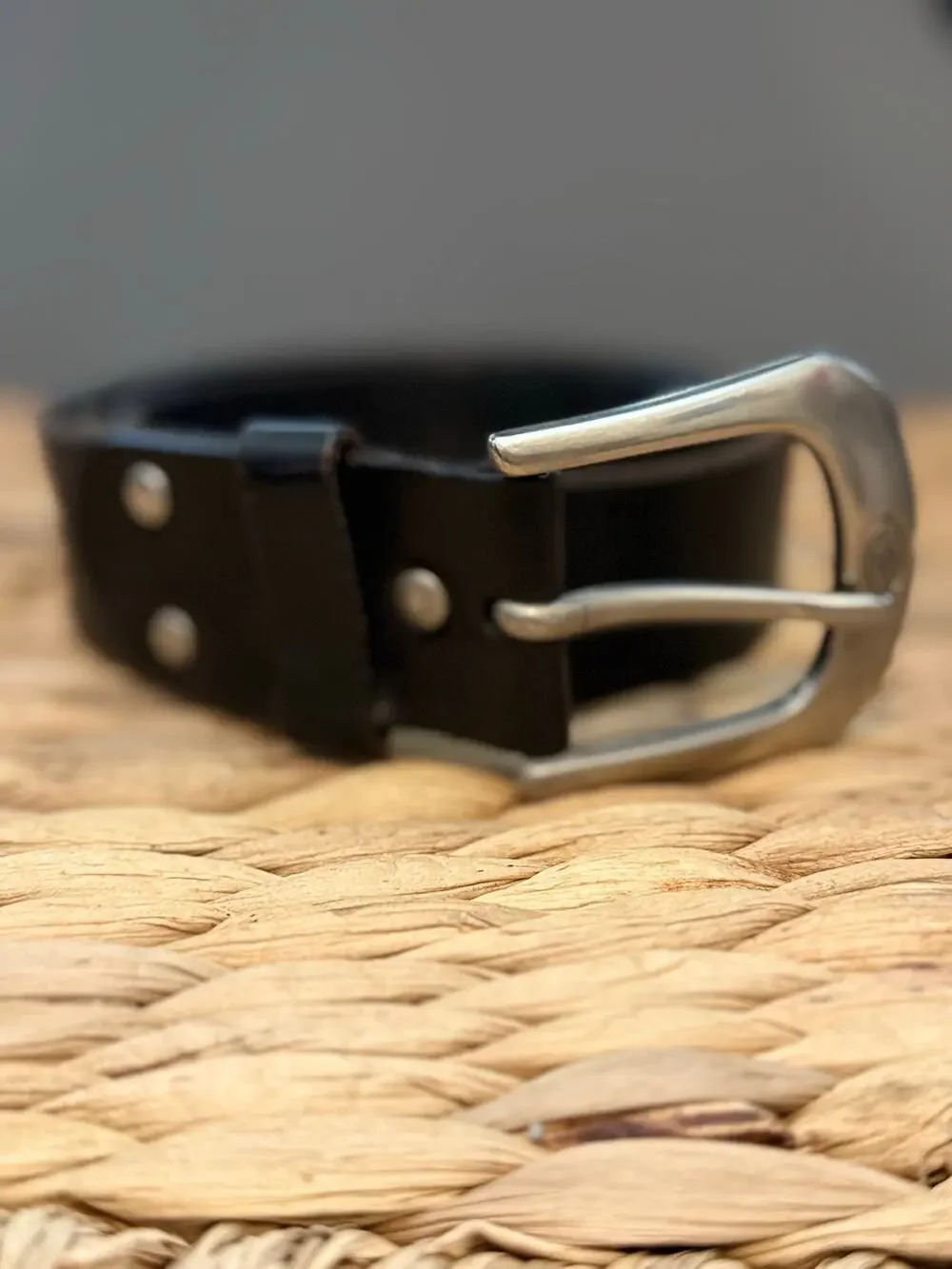 Dickies Genuine Leather Black Belt Matte Silver Buckle Size 38 (95 cm)